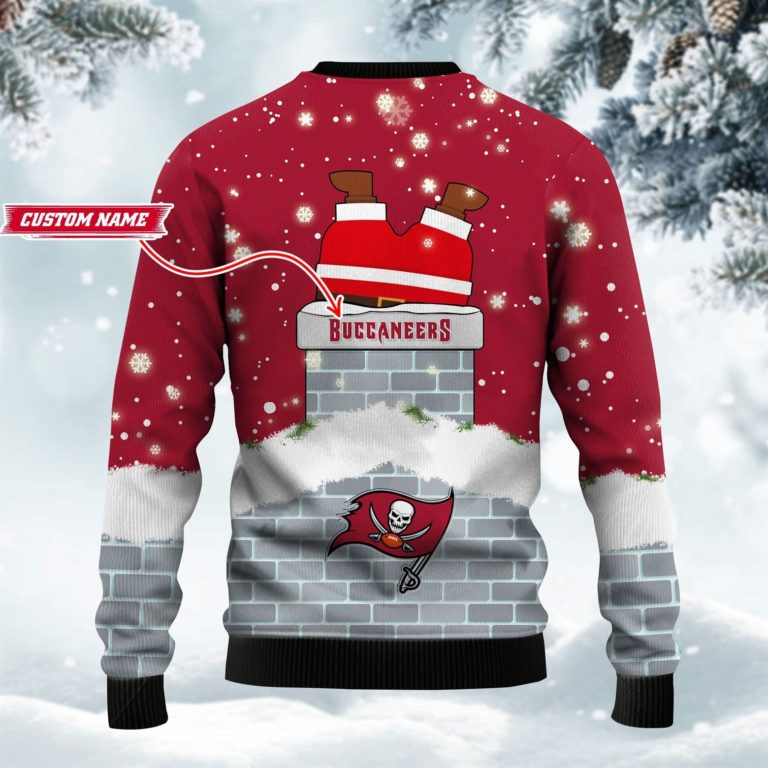 Personalized Tampa Bay Buccaneers Football Santa Claus 3D Ugly Christmas Sweater