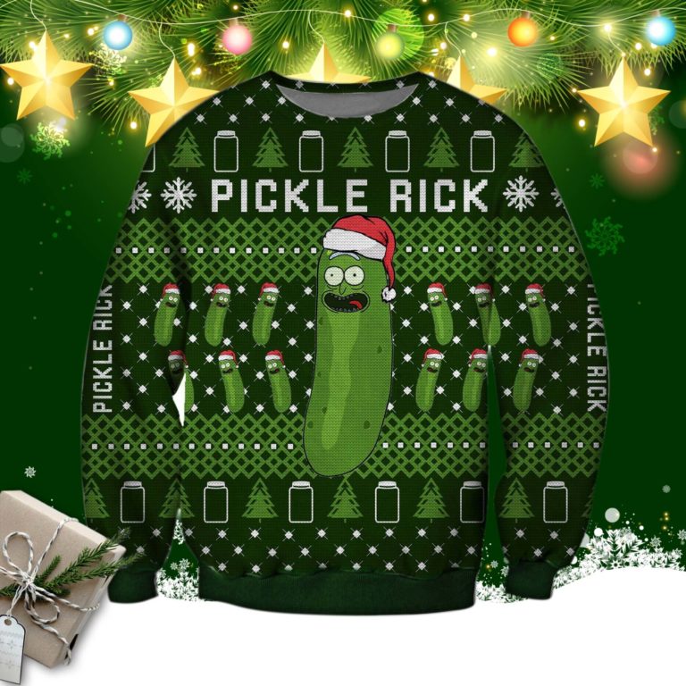 Pickle Rick Knitting Pattern 3d Print Ugly Christmas Sweater
