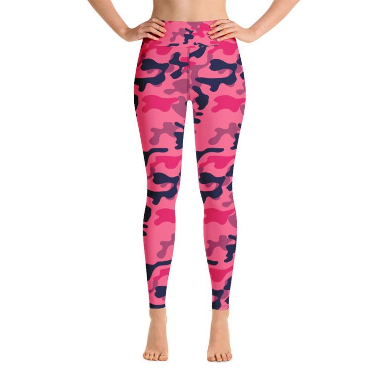 Pink Camouflage Pants, High Rise Waist Tights