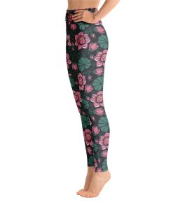 Pink Flowers Yoga Leggings Women, High Waisted Tights Pink Flowers Yoga Leggings Women, High Waisted Tights