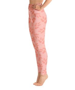 Pink Leaves Yoga High Waisted Leggings Pink Leaves Yoga High Waisted Leggings