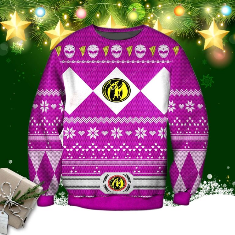 Pink Power Rangers 3d Print Ugly Sweater