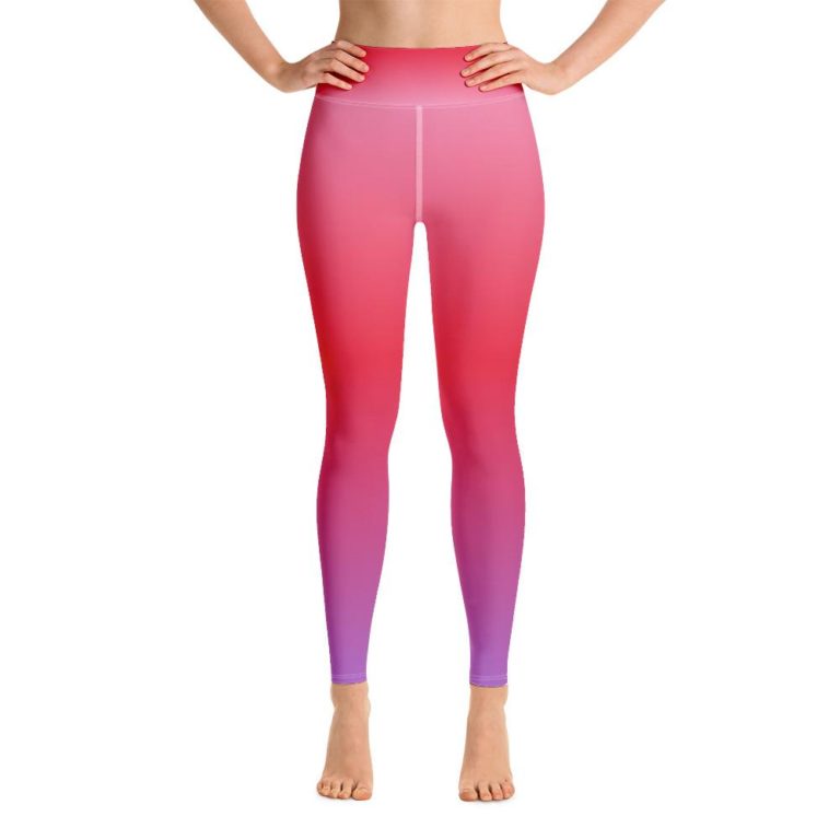 Pink Purple Ombre Gradient Printed High Waisted Leggings