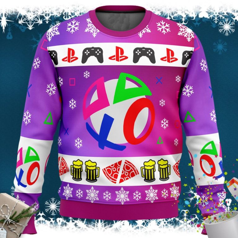 Playstation Neon Ugly Christmas Sweater