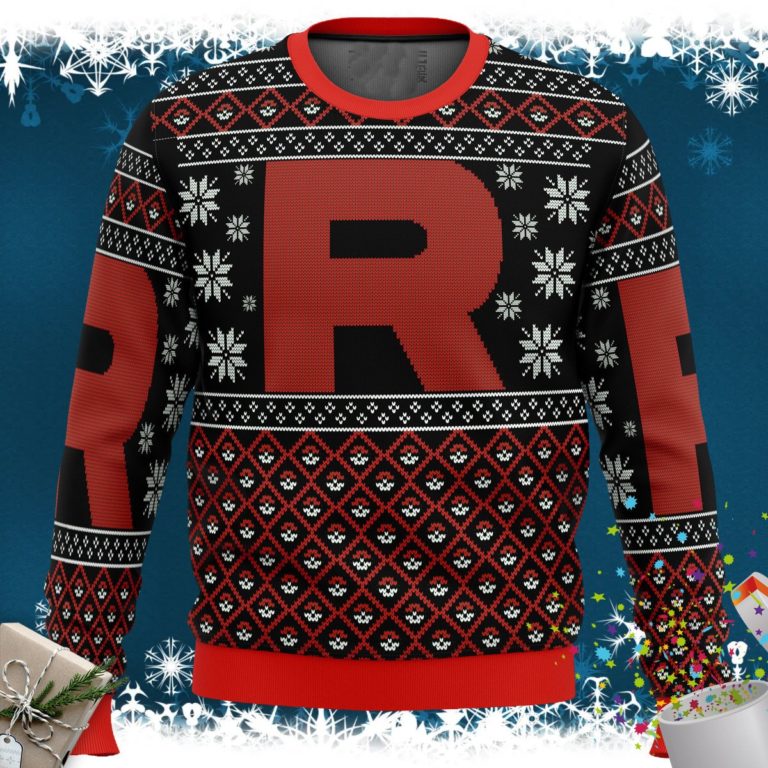 Pokemon Team Rocket Red Black Ugly Christmas Sweater