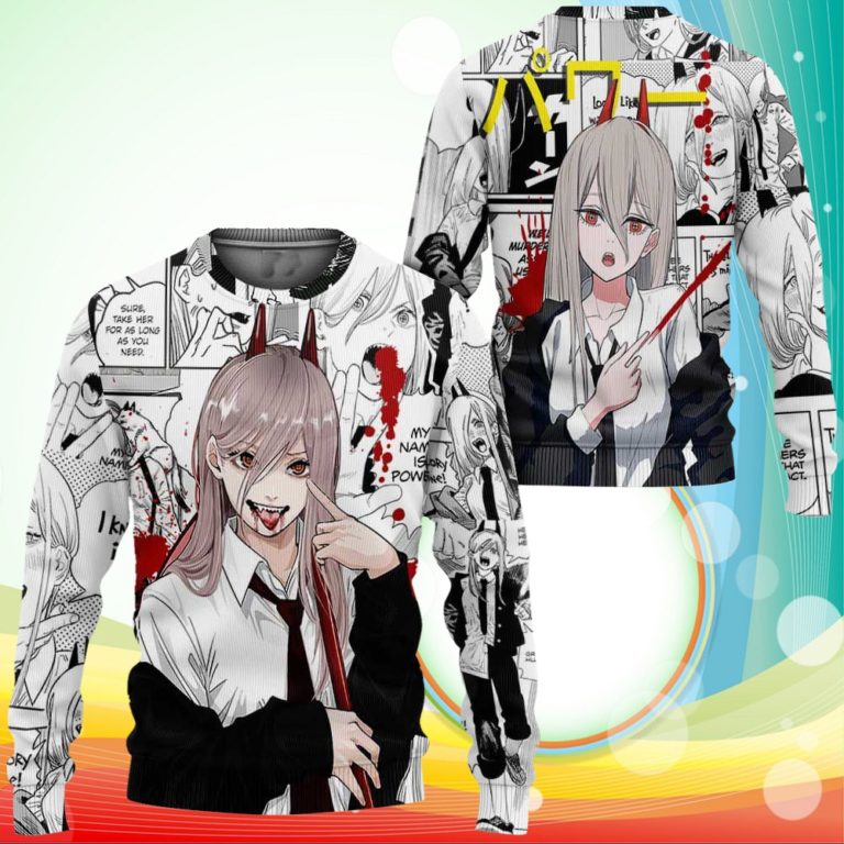 Power Blood Devil Sweatshirt Manga Style Chainsaw Man Anime Jacket Shirt