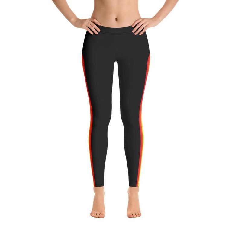 Rainbow Leggings, Cloud Colorful Side Striped High Waisted Leggings