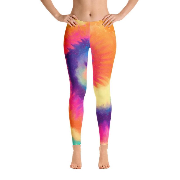 Rainbow Tie Dye 3D Printed High Waisted Leggings