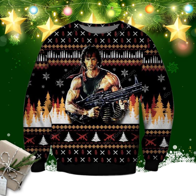 Rambo 3d Print Ugly Christmas Sweater