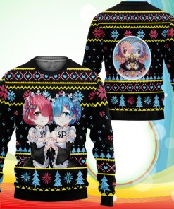 Re Zero Rem Ram Ugly Christmas Sweater Anime Xmas Gifts