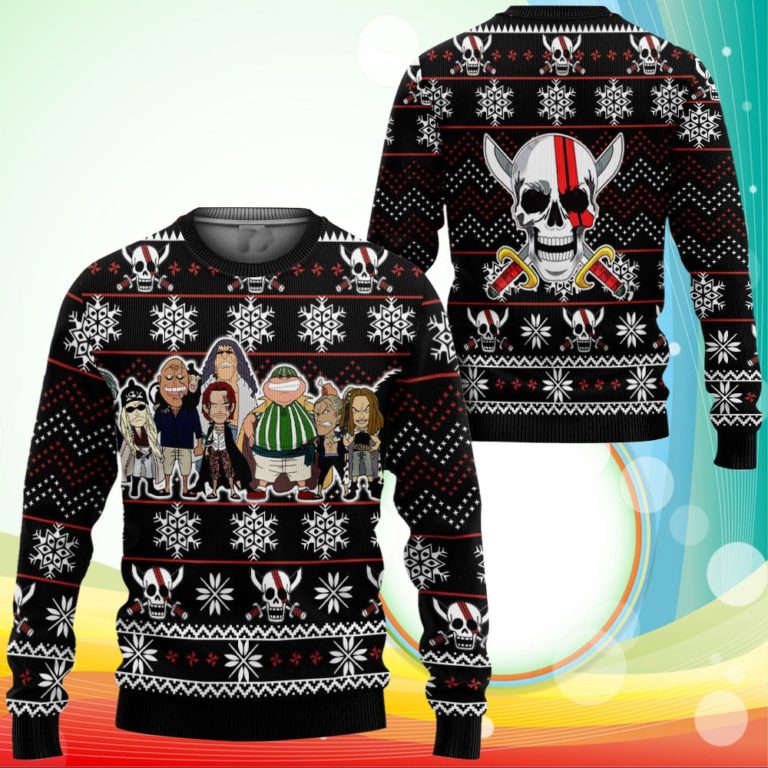 Red Hair Pirates Ugly Christmas Sweater Anime One Piece Xmas Gifts
