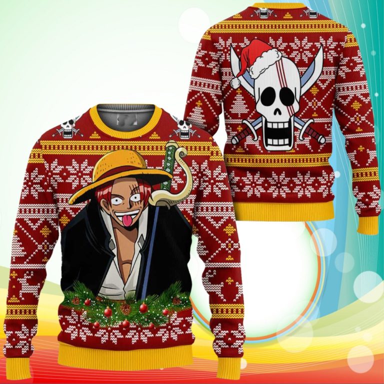 Red Hair Shanks Ugly Christmas Sweater One Piece Anime Xmas Gifts