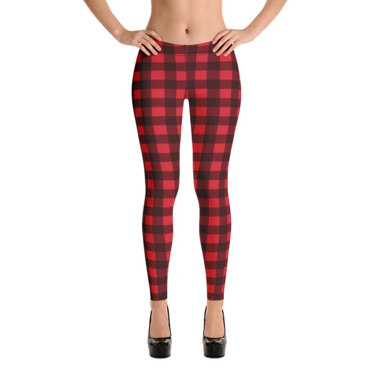Red Plaid High Waisted Leggings
