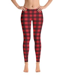 Red Plaid High Waisted Leggings Red Plaid High Waisted Leggings