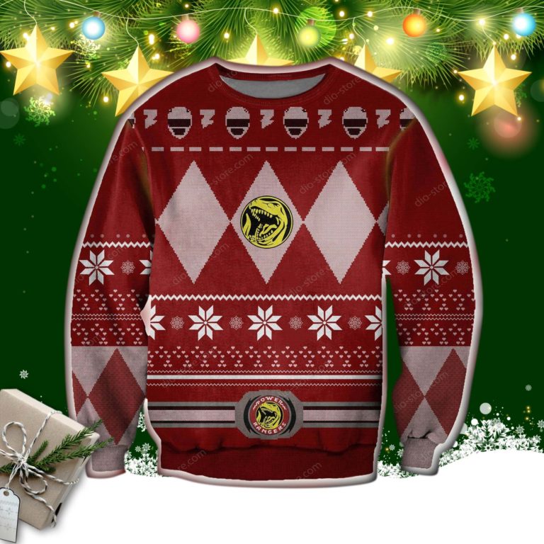 Red Power Rangers 3d Print Red Ugly Sweater