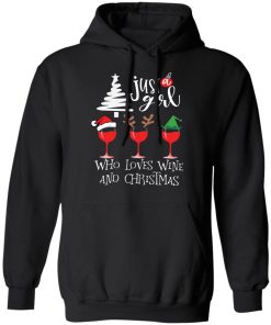Just A Girl Who Loves Wine At Christmas T-Shirt Xmas Gift