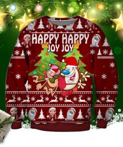 Ren And Stimpy Knitting Pattern 3d Print Ugly Christmas Sweater, Sweatshirt