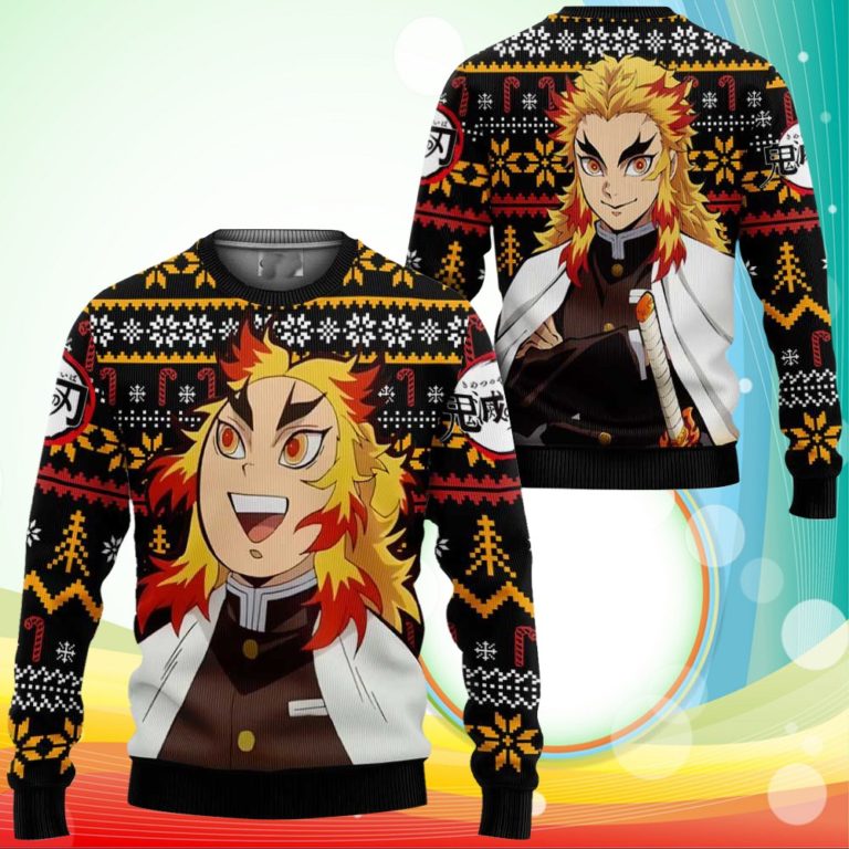 Rengoku Ugly Christmas Sweater Anime Demon Slayer Xmas Gifts