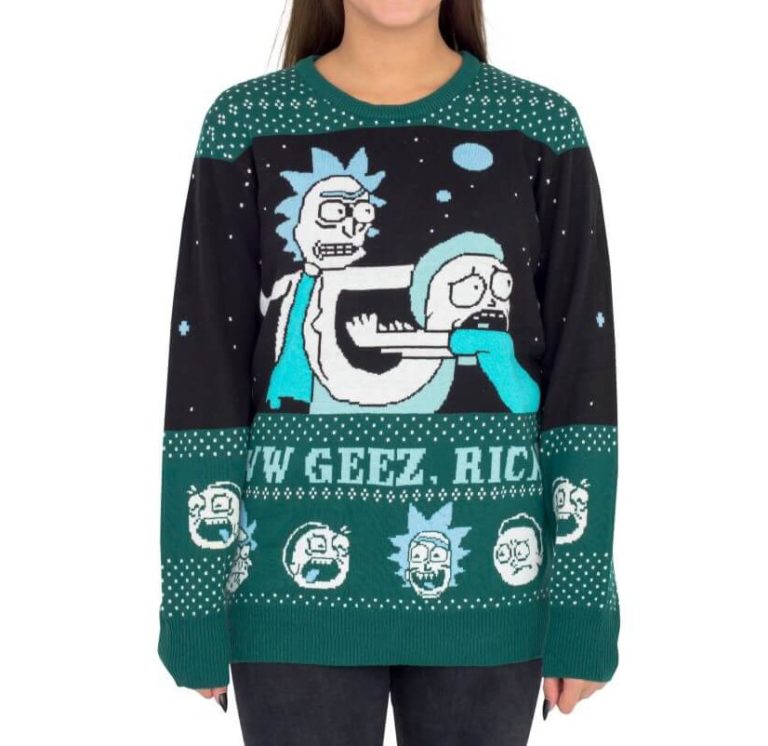Rick And Morty Aww Geez, Rick Ugly Christmas Sweater, Sweatshirt