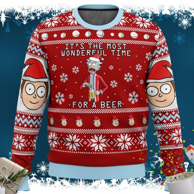 Rick and Morty Time for a Beer Ugly Christmas Sweater