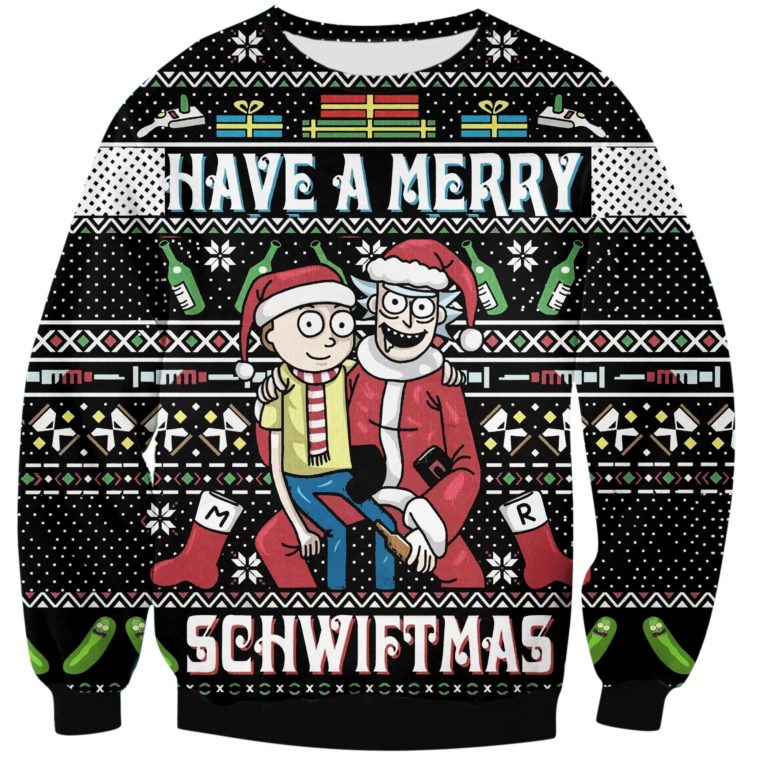 Rick Have A Merry Schwiftmas Print Ugly Christmas Sweatshirt