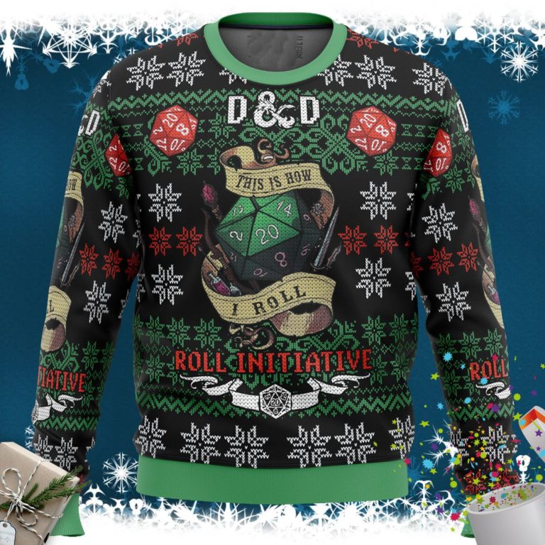 Roll Initiative Dungeons &amp Dragons Ugly Christmas Sweater