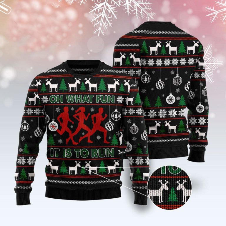 Running Oh What Fun Ugly Christmas Sweater