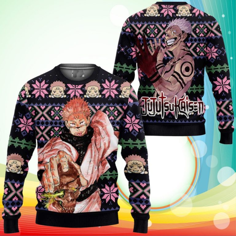 Ryomen Sukuna Ugly Christmas Sweater Anime Jujutsu Kaisen Xmas Gifts