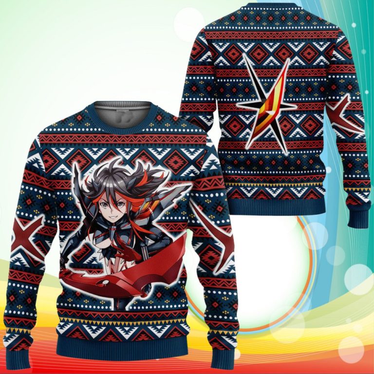 Ryuko Matoi Ugly Christmas Sweater Anime Kill La Kill Xmas Gifts