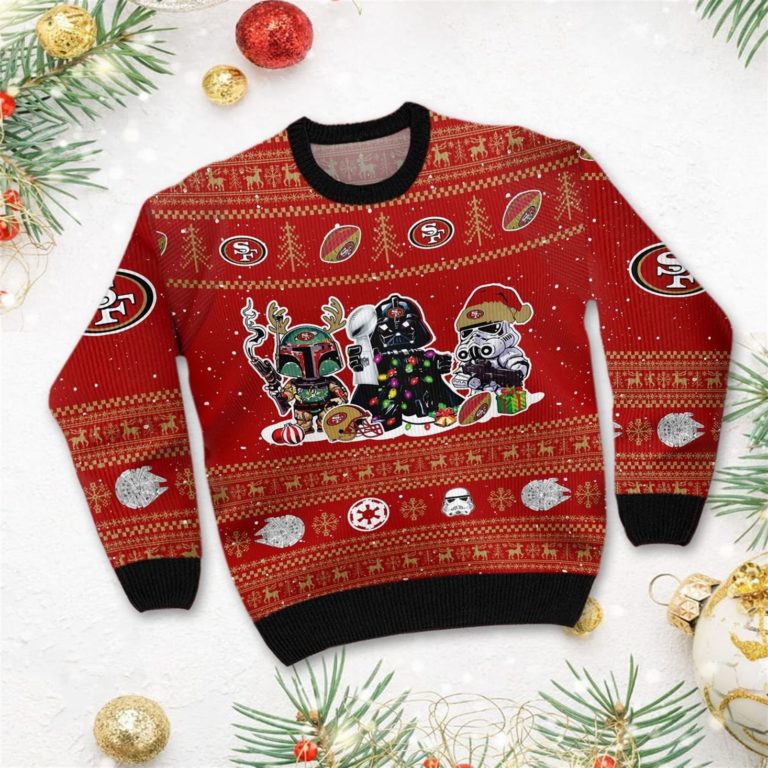 San Francisco 49ers Star Wars Ugly Christmas Sweater Darth Vader Boba Fett Stormtrooper