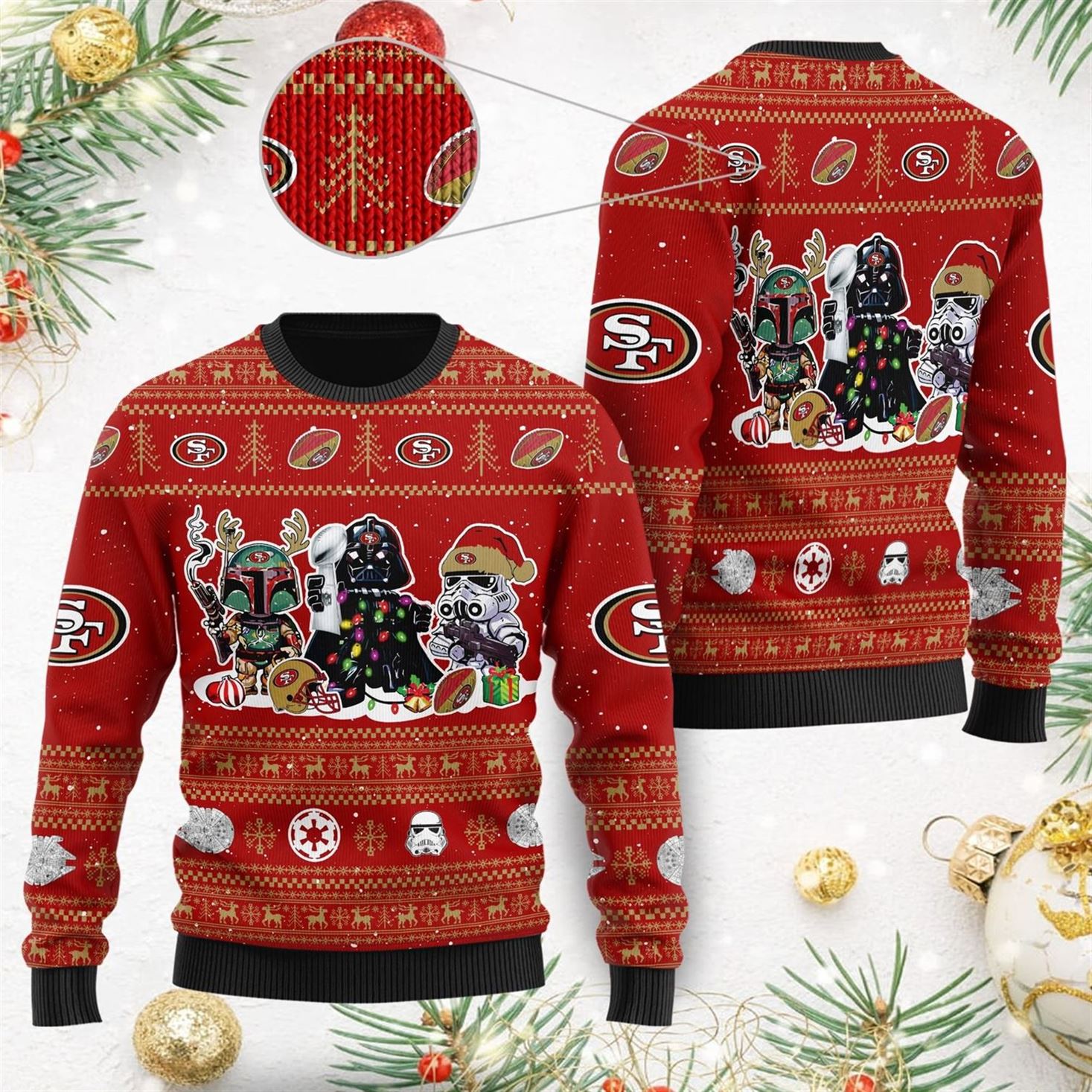 San Francisco 49ers Star Wars Ugly Christmas Sweater Darth Vader Boba ...