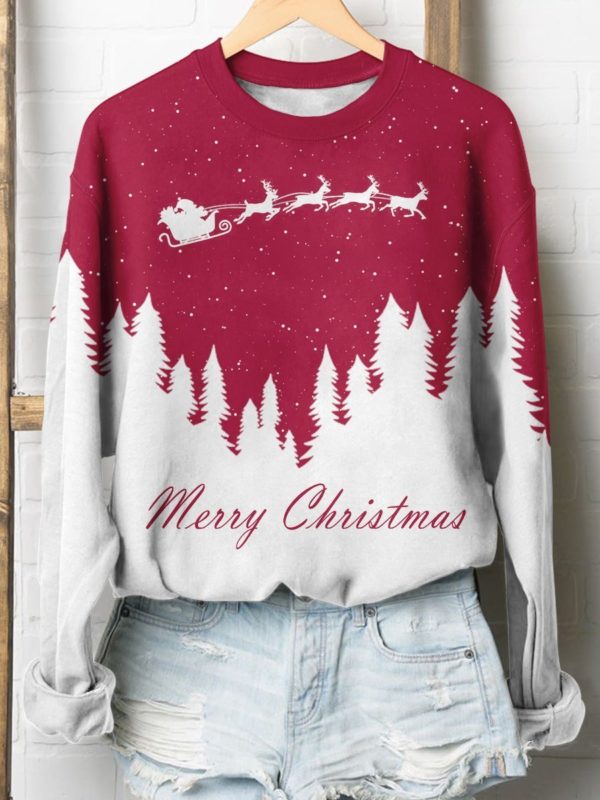Santa And Reindeer Merry Christmas Christmas Sweatshirt