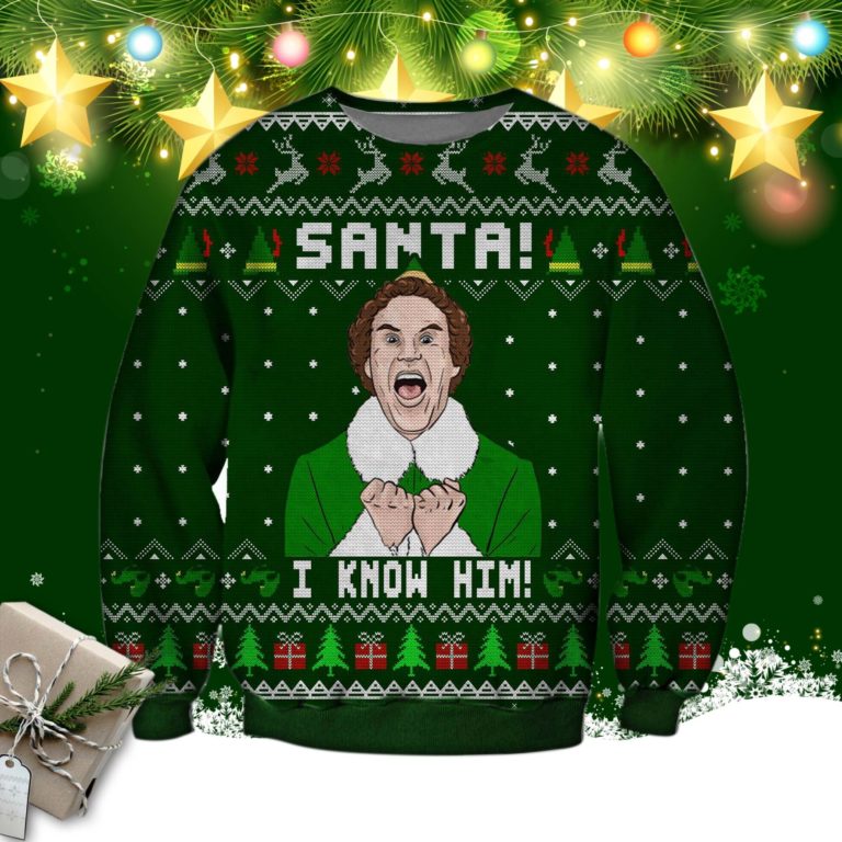 Santa I Know Him Knitting Pattern 3d Print Ugly Christmas Sweater