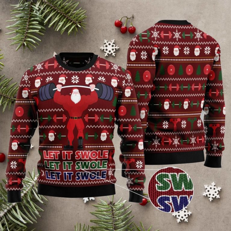 Santa Let It Swole Ugly Christmas Sweater