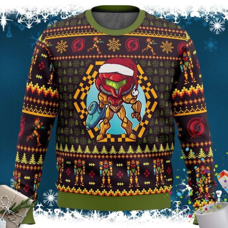 Santa Samus Aran Metroid Ugly Christmas Sweater