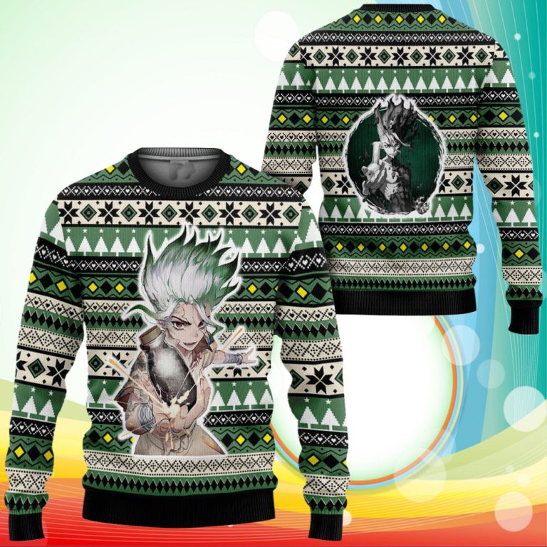 Senku Ishigami Ugly Christmas Sweater Anime Dr Stone Xmas Gifts