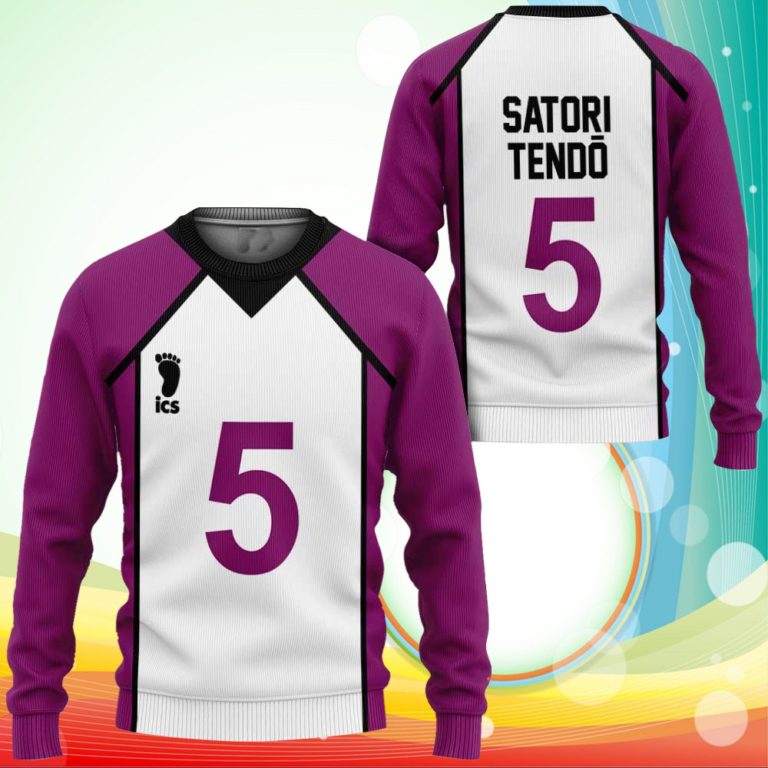 Shiratorizawa Satori Tendo Sweatshirt Uniform Num 5 Haikyuu Anime 3D Printed Sweater