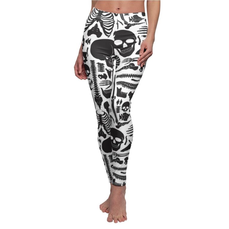 Skeleton – Black White Skull High Waisted Leggings