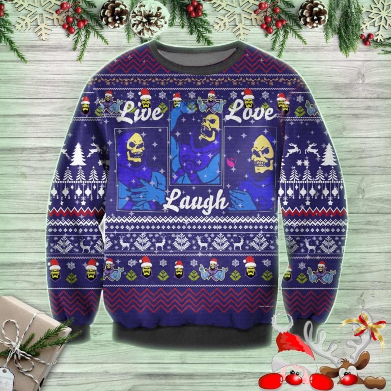Skeletor Live Laugh Love Ugly Christmas Sweatshirt