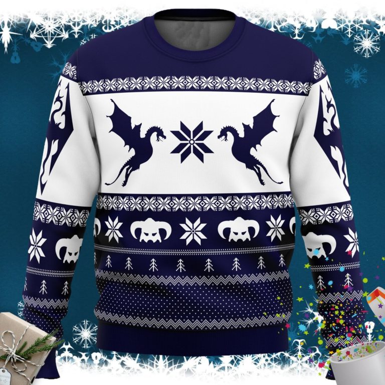Skyrim Dragon Ugly Christmas Sweater