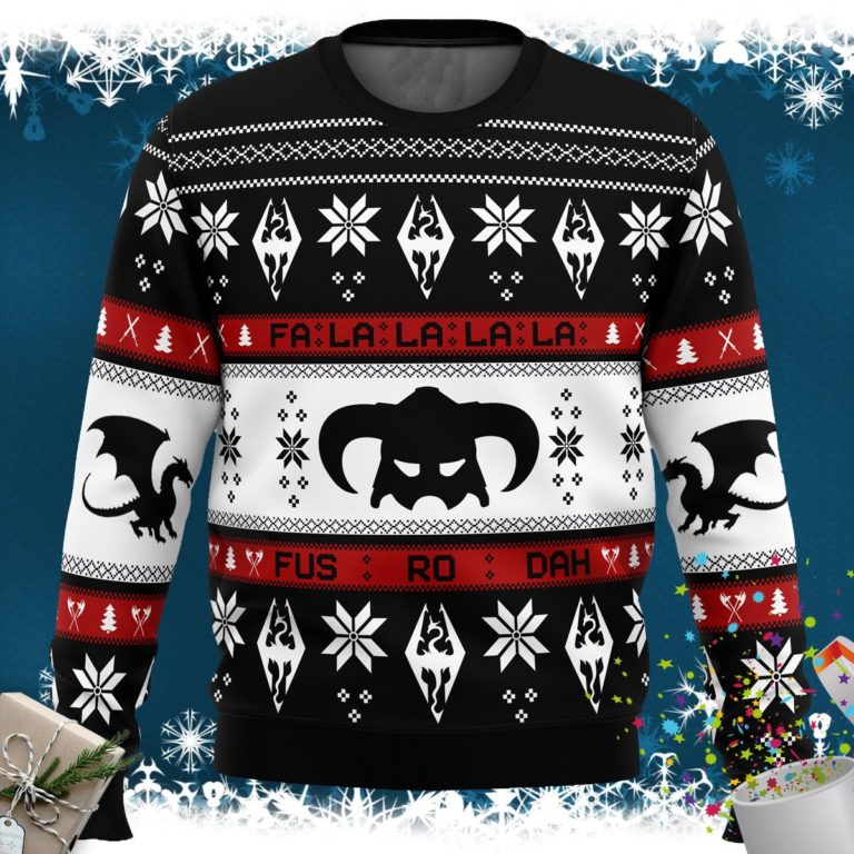 Skyrim Fusrodah Ugly Christmas Sweater