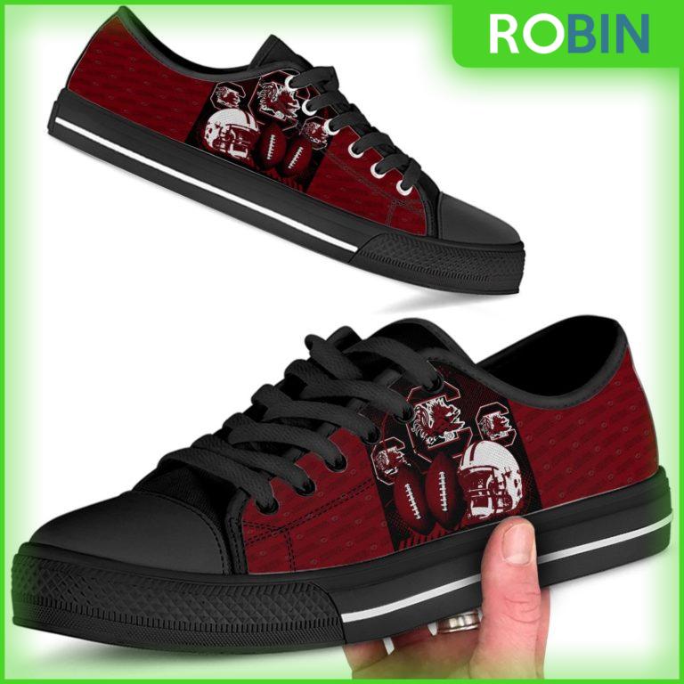 South Carolina Gamecocks Football Helmet Canvas Low Top Shoes