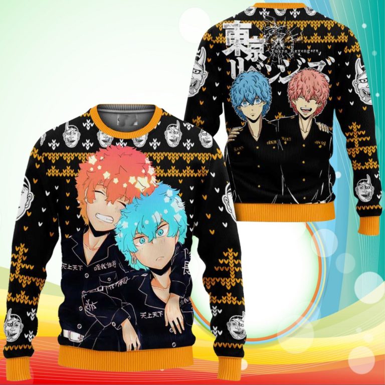 Souya Kawata And Nahoya Kawata Ugly Christmas Sweater Anime Tokyo Revengers Xmas Gifts