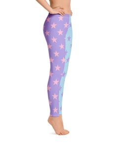 Star Color Block Pastel Purple Blue Pink High Waisted Leggings Star Color Block Pastel Purple Blue Pink High Waisted Leggings