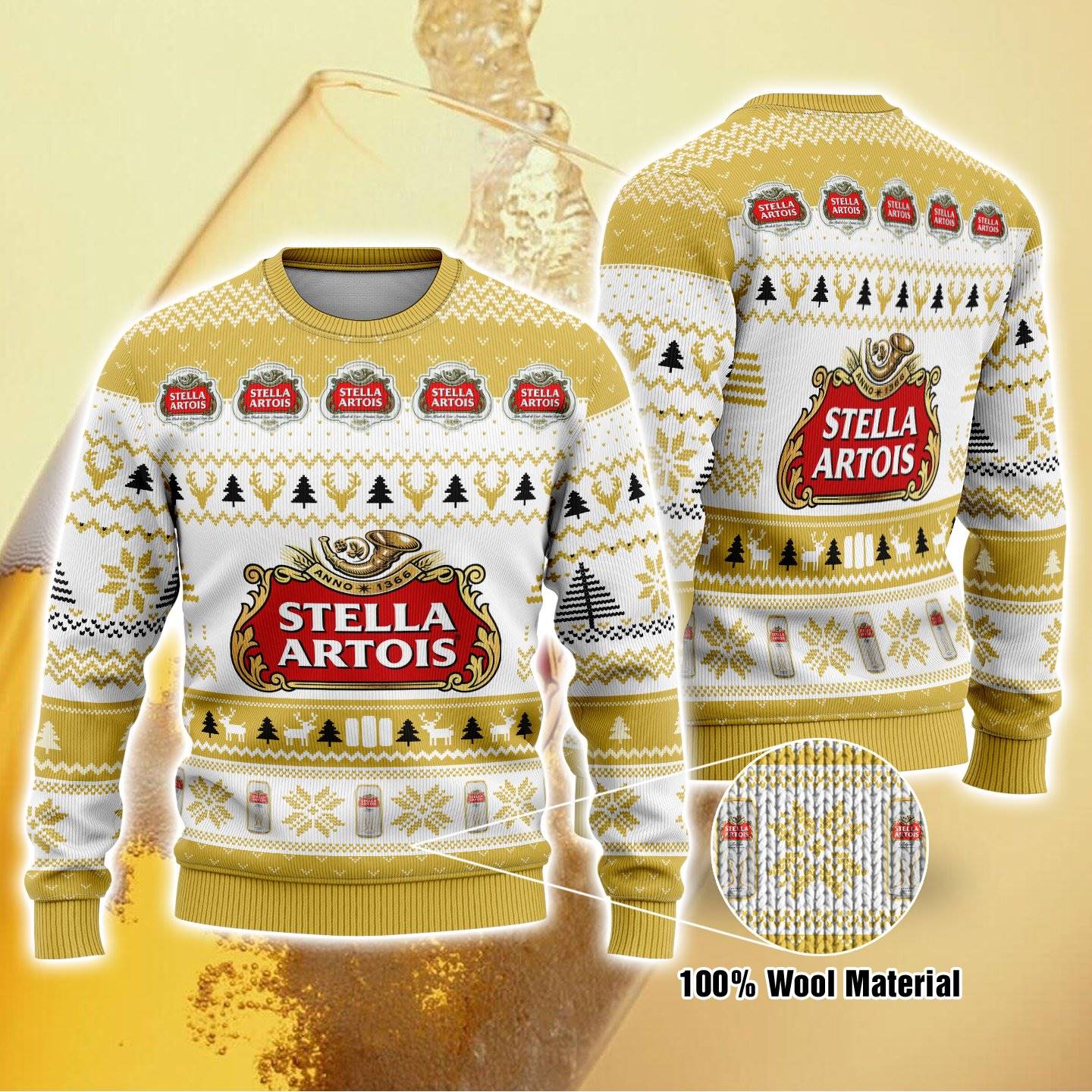 Stella Artois Beer Ugly Christmas Sweatshirt - RobinPlaceFabrics