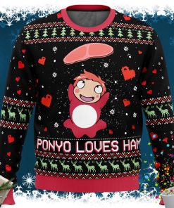 Studio Ghibli Ponyo Loves Ham Miyazaki Ugly Christmas Sweater