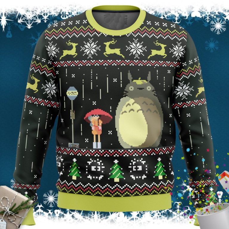 Studio Ghibli Totoro Rain Ugly Christmas Sweater