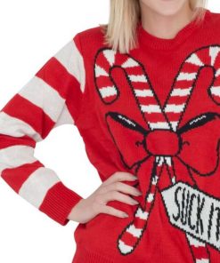 Suck It Candy Cane Funny Ugly Christmas Sweater