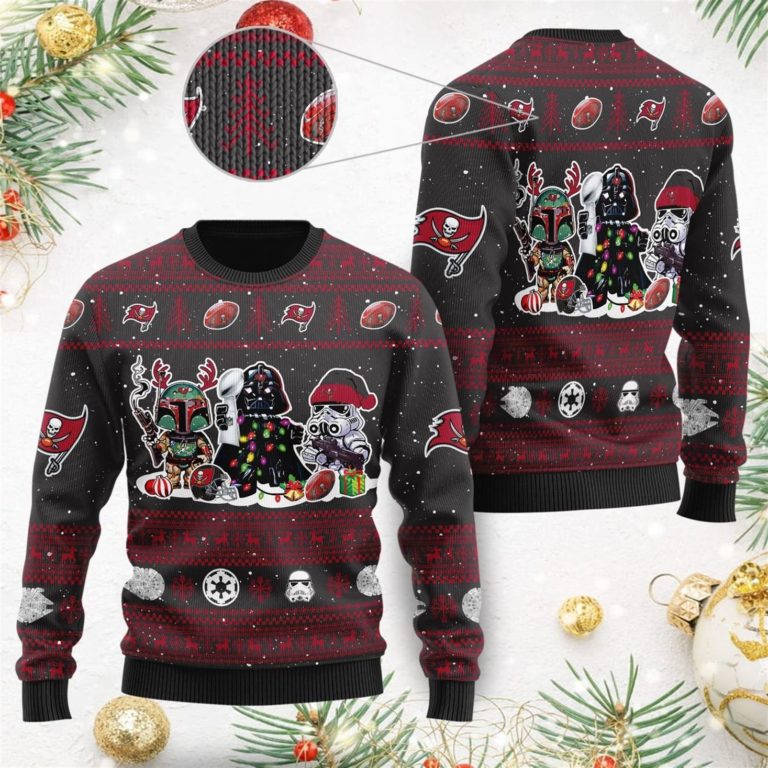 Tampa Bay Buccaneers Star Wars Ugly Christmas Sweater Darth Vader Boba Fett Stormtrooper