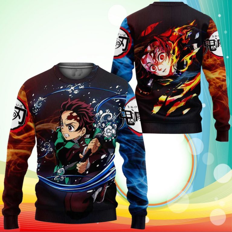 Tanjiro Sweatshirt Water and Sun Breathing Demon Slayer Anime 3D Printed Sweaters